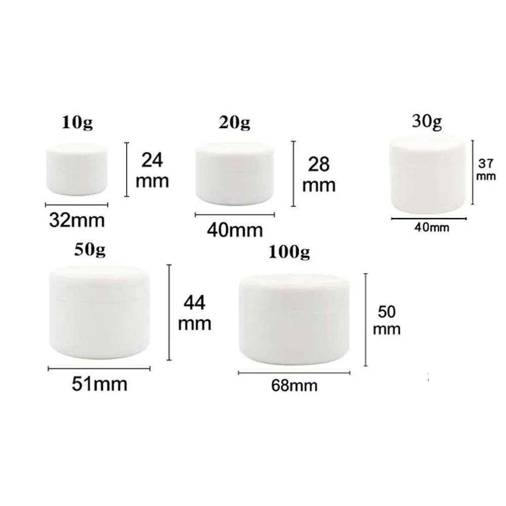 10Pcs 10g 20g 30g 50g 100g Plastic Containers With Liners Travel Jars Bottle Pot Boxes For Face Cream Makeup Hair Care Cosmetics