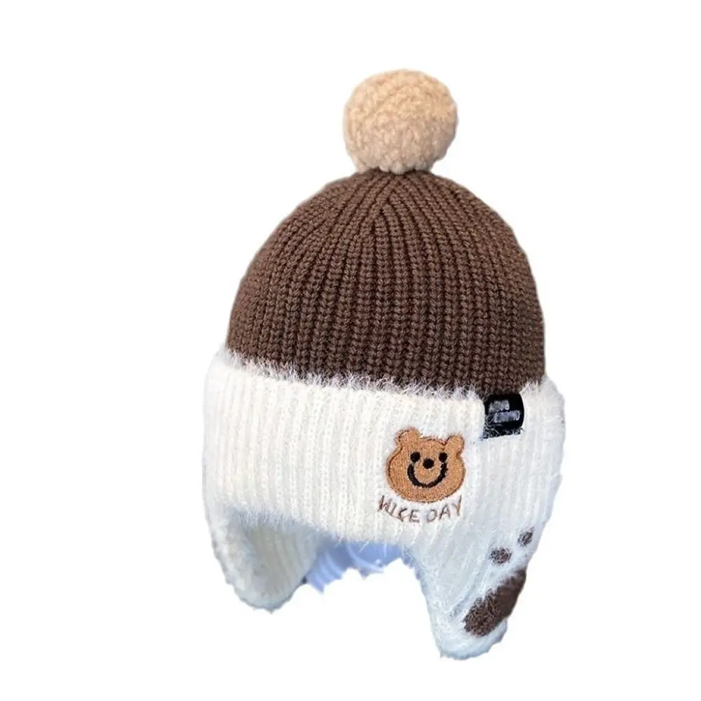 Winter Warm Wool ​​Baby Warm Hat Soft Kids Earmuffs Cap Woolen Knitted Hats Baby