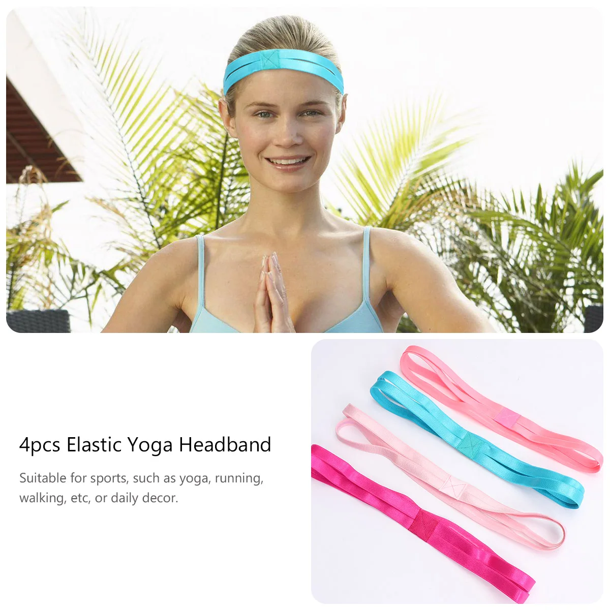 

4 Pcs Anti-slip Sports Hairbands Elastic Yoga Headband Fitness Sweatbands Hair Hoop Running Accessories Cloth Material Candy