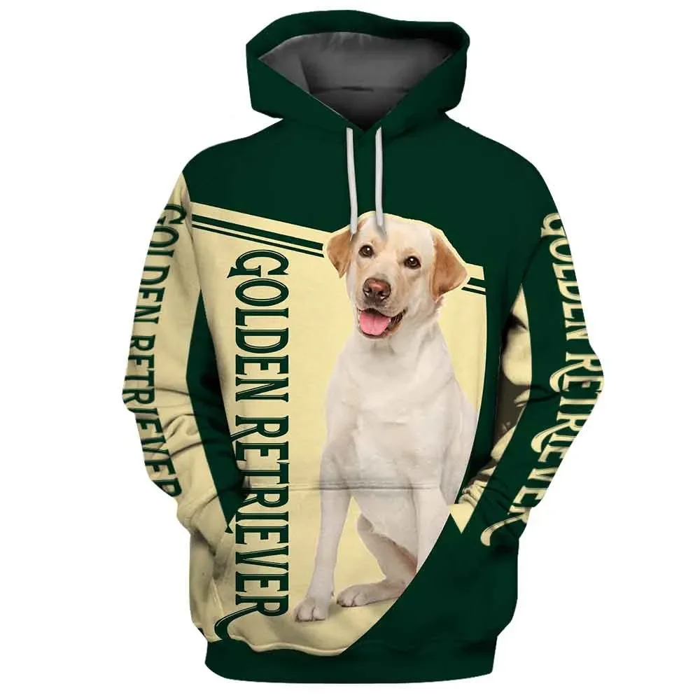 HX Golden Retriever Men Hoodies 3D Animals Printed Design Men Clothing Unisex Casual Harajuku Streetwear Women Hoodie