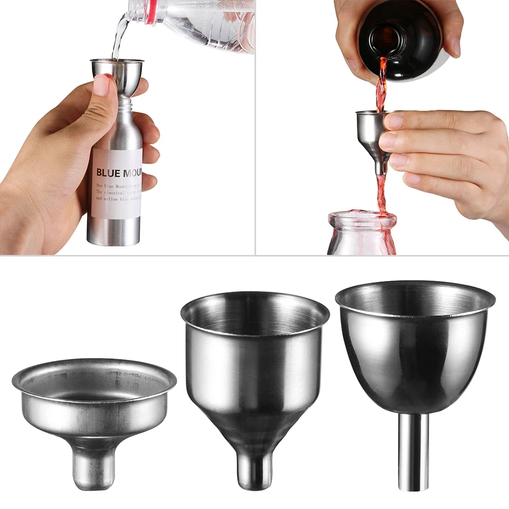

Hot Mini Stainless Steel Bar Wine Flask Funnel Small Mouth Funnels for Filling Flask Beer Canning Liquid Bar Tools