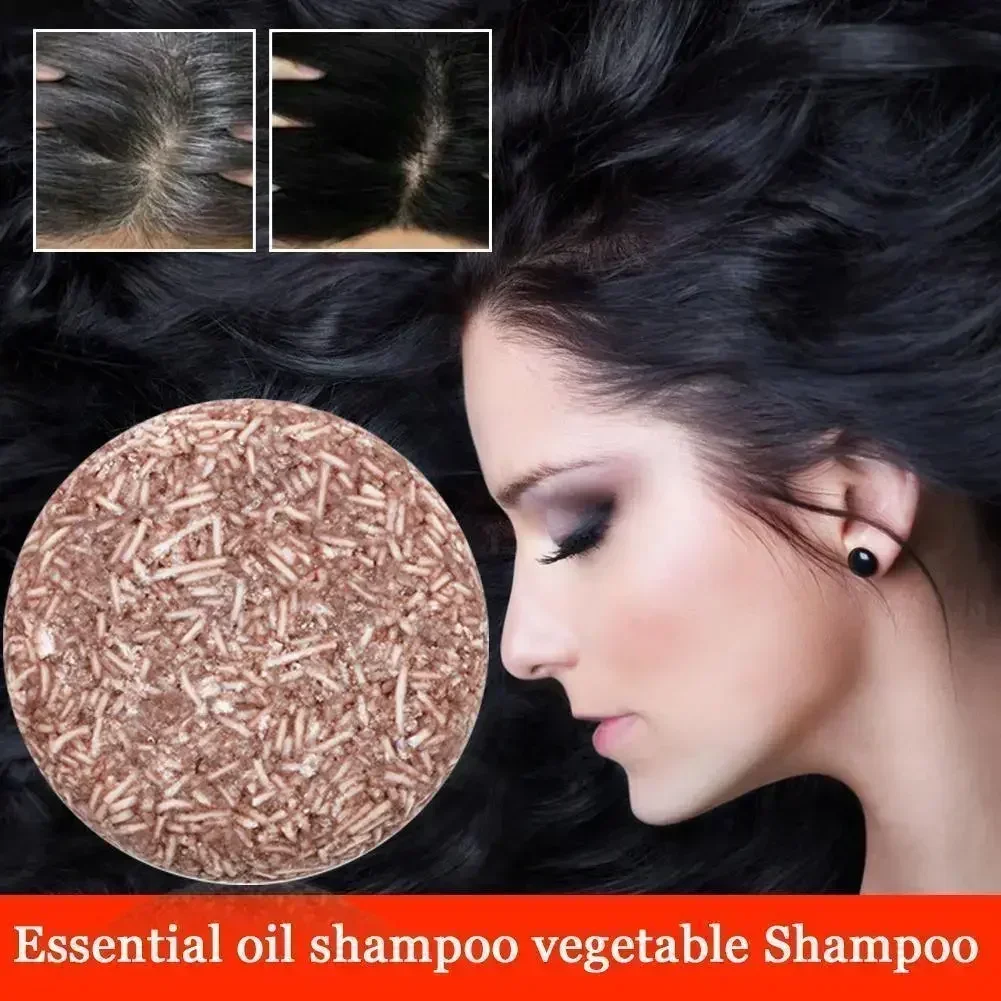 

10G Natural Organic Polygonum Essence Hair Darkening Shampoo Bar Soap Mild Formula Hair Shampoo Gray Hair Reverse Cleansing