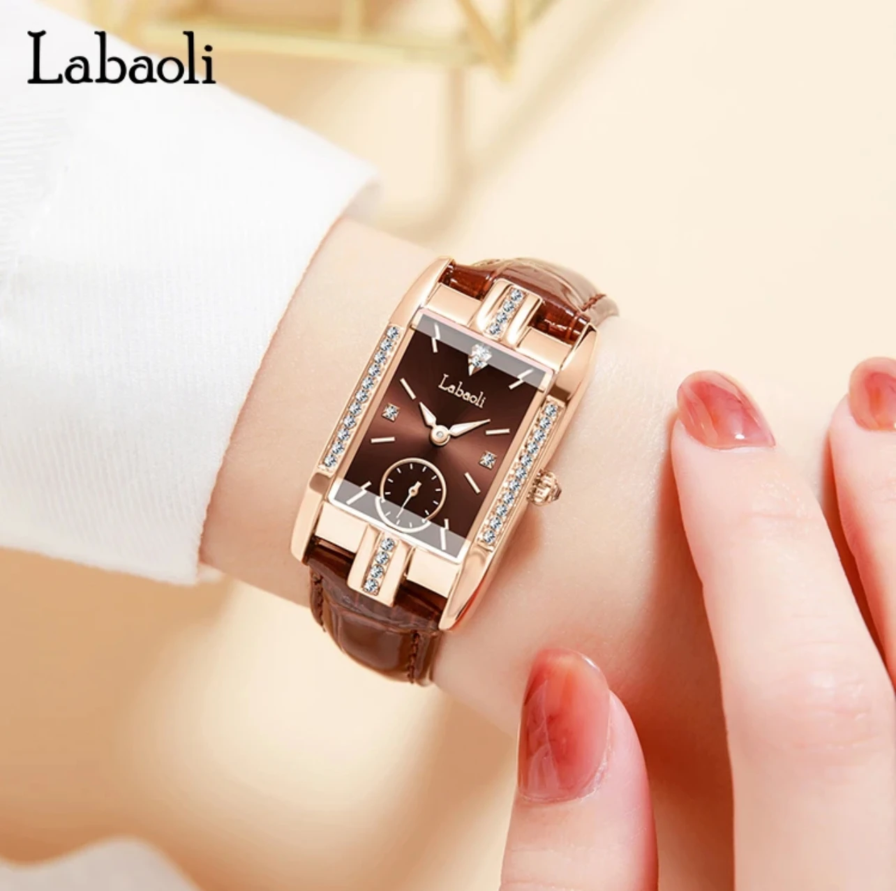 ساعة أنيقة للسيدات موضة جديدة مضيئة مربعة كلاسيكية للسيدات ساعة كوارتز هدية نسائية ساعة فاخرة عالية الجودة #3