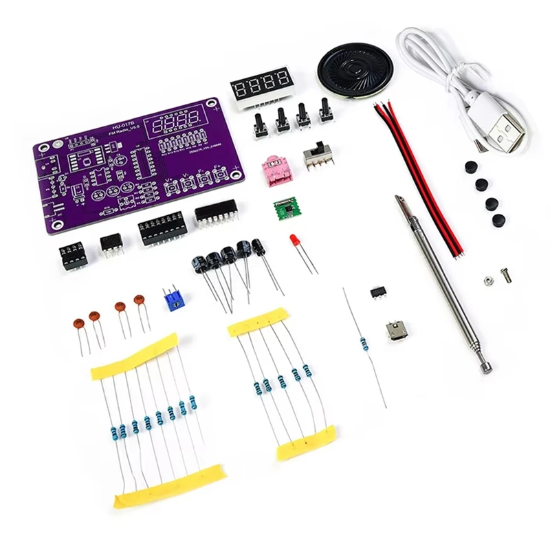 ABKP-Kit DIY Radio Multifungsi 87-108Mhz FM Radio Dapat Disesuaikan Modul DIY LED Volume Tampilan Digital Dapat Disesuaikan Tanpa Cangkang
