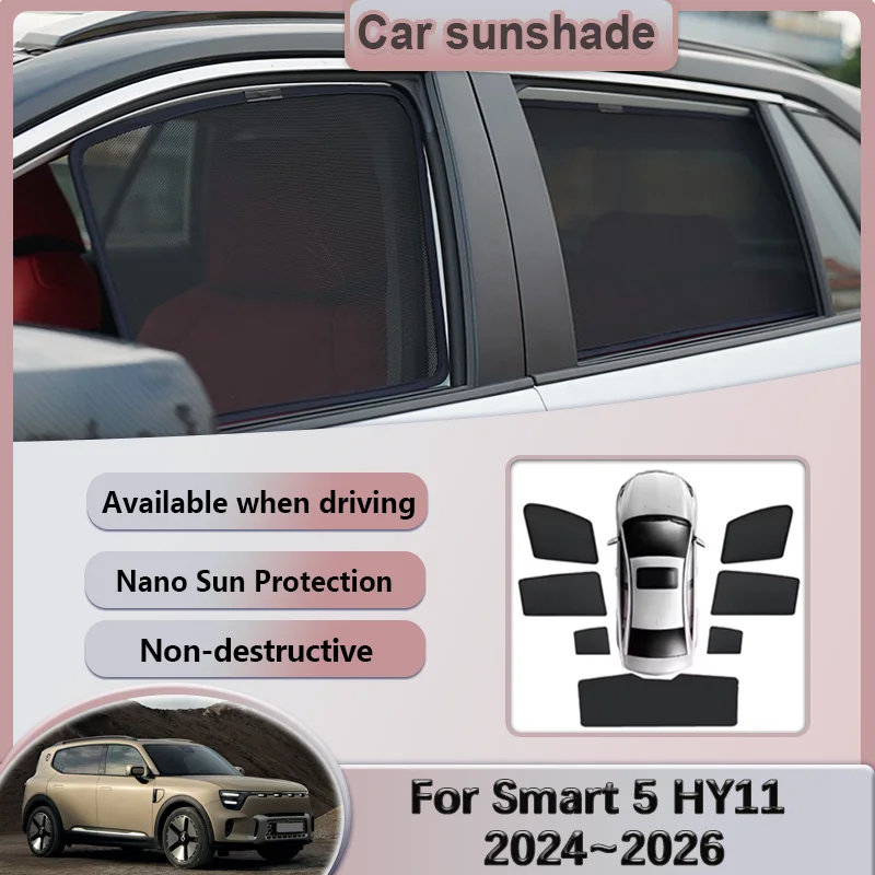 For Smart 5 2024~2026 2025 HY11 Car Sunshades Windshield Privacy Mesh Curtains Heat Insulation Sunscreen Visors Auto Accessories
