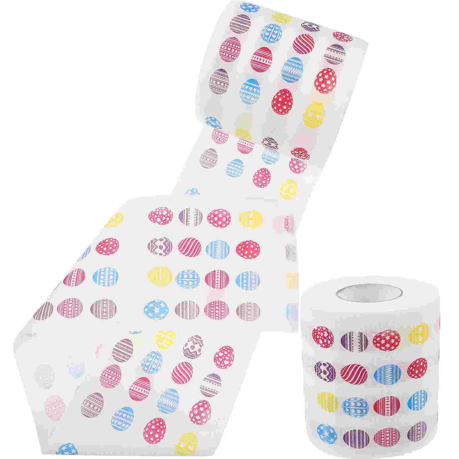2 Rolls Easter Egg Bathroom Supplies Printing Toilet Decorative Creative Tissue