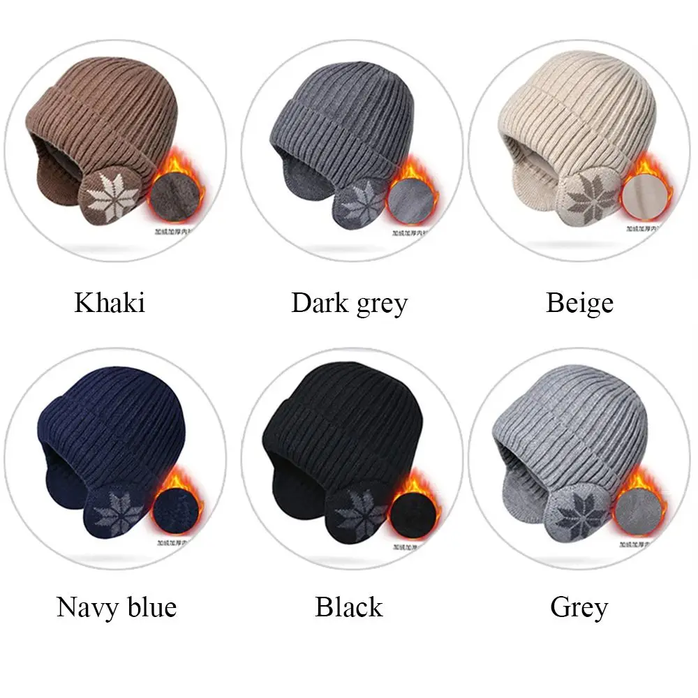 Fashion Soft Plush Knitted Hat Thickened Windproof Ski Beanie Hat Plain Hats Winter image 6
