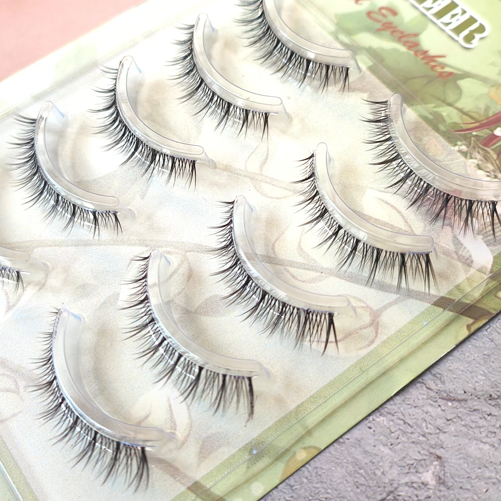 5 أزواج قصيرة الرموش الصناعية مجموعة حجم لينة واضحة الفرقة خفيفة الوزن ثلاثية الأبعاد المنك جلدة لينة قصيرة فو Cils اليدوية وهمية جلدة