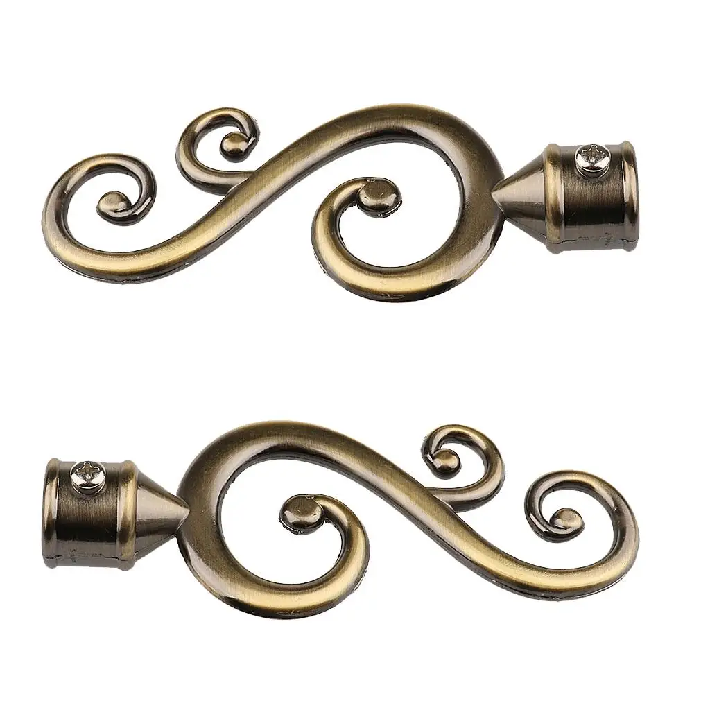 2 Pieces Metal Curtain Rod End Cap Modern Finial Drape Pole Accessory for Living Room Window Rail