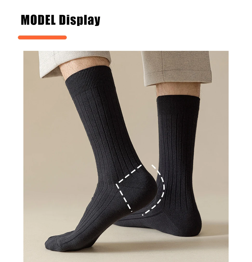 Herren-Kleid, lange Socken, Übergröße, Baumwolle, einfarbig, gestreift, Business, elastisch, ohne Knochen, atmungsaktiv, schweißabsorbierend, Socken für Herren – Detail 3