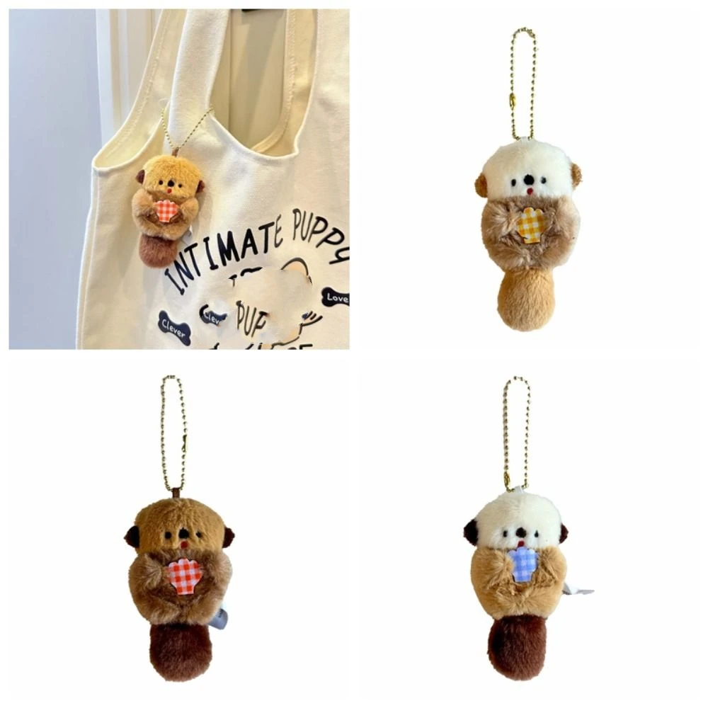 Süße Puppe Otter Halten Shell Schlüsselanhänger Schmuckstück Plüsch Rucksack Charms Cartoon koreanischen Stil Anime Schlüsselanhänger Mädchen