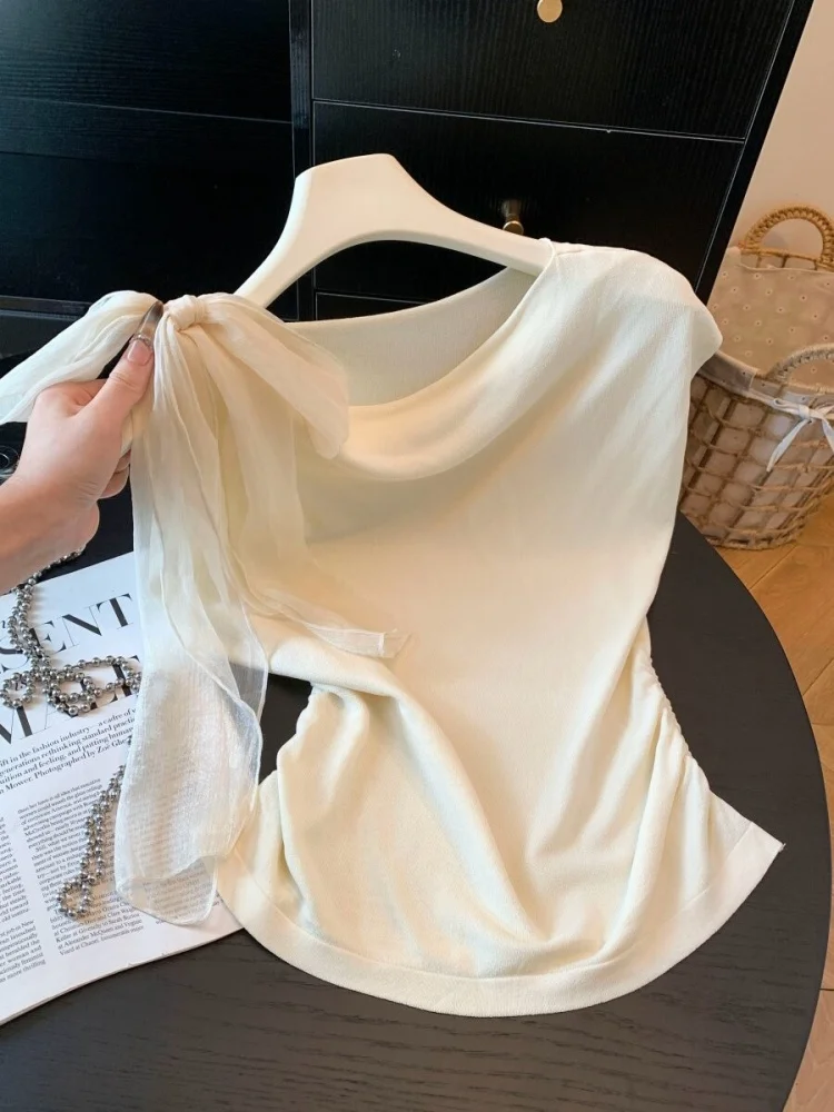 

Summer New Style Women's Knitted Vest Self-kept Knot Neck Open Backless Silk Top Slim Fit Essential Wardrobe Piece