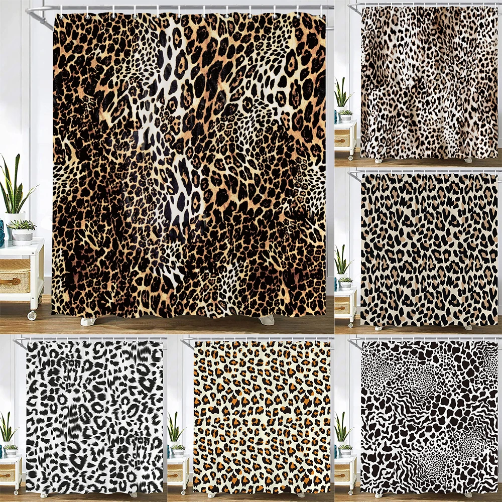 

Colourful Sexy leopard Print Shower Curtain Waterproof Polyester Bathroom Curtain Boho Bath Curtains Room Decor With Hooks