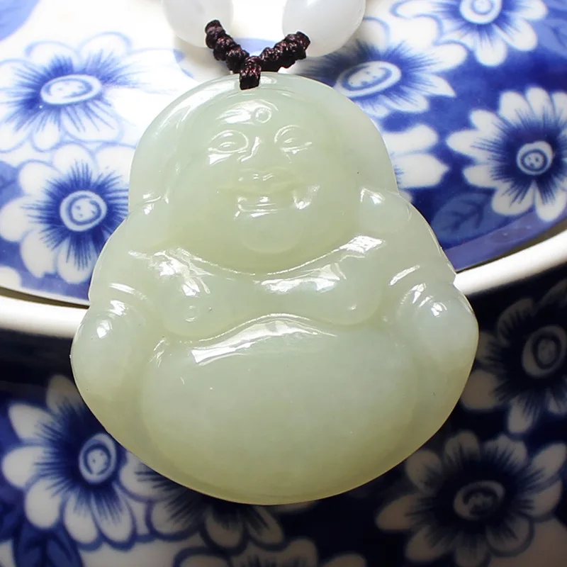 

Hetian White подвеска Maitreya Женская улыбающаяся Будда Bodhisattva Jade