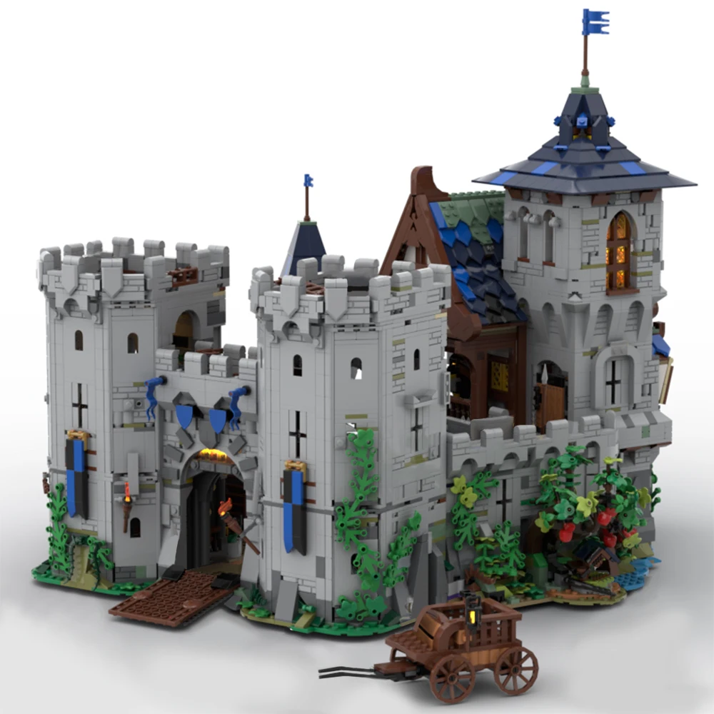 Moc clássico castelo arquitetura medieval falconés pretos fortaleza bloco de construção cavaleiros imperiais castelo portão tijolo brinquedos presente