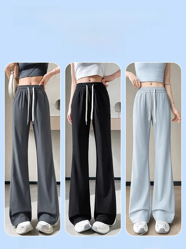 Ice Silk Bell Bot Hose Damen Sommer Dünn Kleine Größe Qui Dry Sonnenschutz Weites Bein Fitn Yoga Sporthose