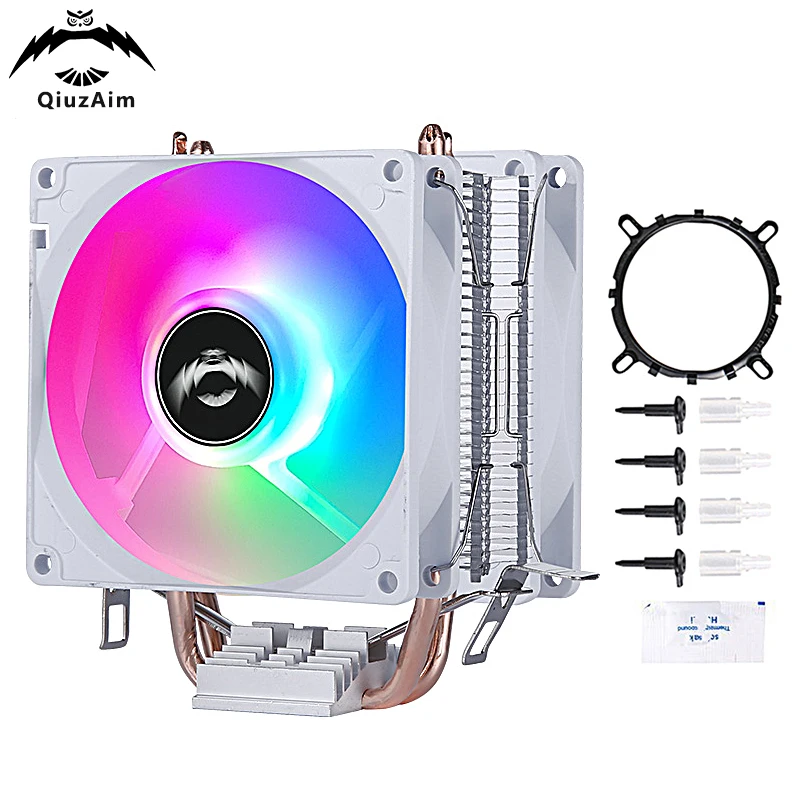 

QiuzAim Cpu Fan Cooler Tower Type Radiator PC 2 Heat Pipe am4 am5 amd Processor Air-Cooled Installing LGA775 115x 1200 1700 1366