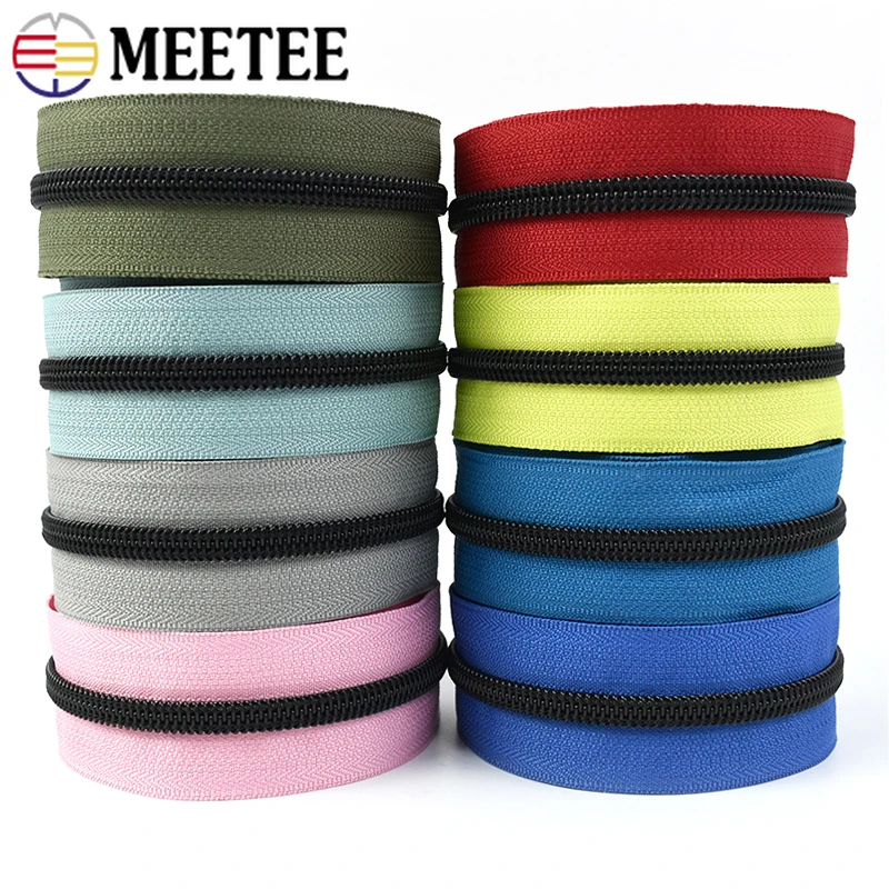 

1/2/5/10M Meetee 5# Nylon Coil Zippers for Sewing Backpack Pocket Clothes Zipper Tape Bag Closures Zips Repair Kit DIY Accessory