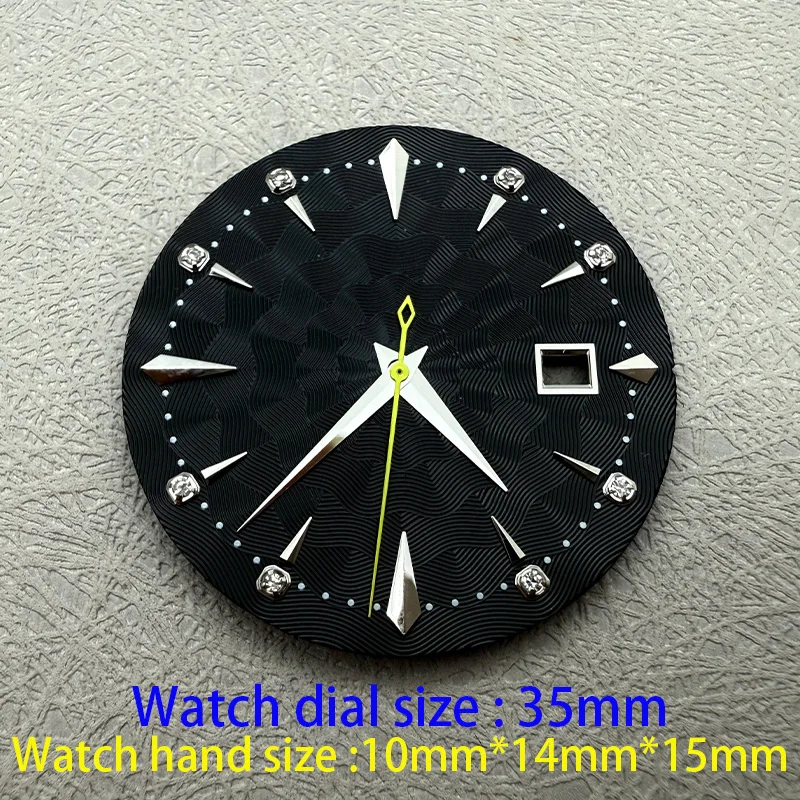 Customized 35mm Watch Dial Multicolor Texture Face Date Window Fit NH35 NH36 Movements Sword Hands Set Wristwatch Mod Parts