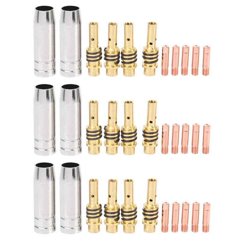 

33Pcs/Set Mig Welding Nozzle Welder Torch Nozzles Gold Tip Holder Contact Tips 0.040 Inch Gas Diffuser Set For Torches