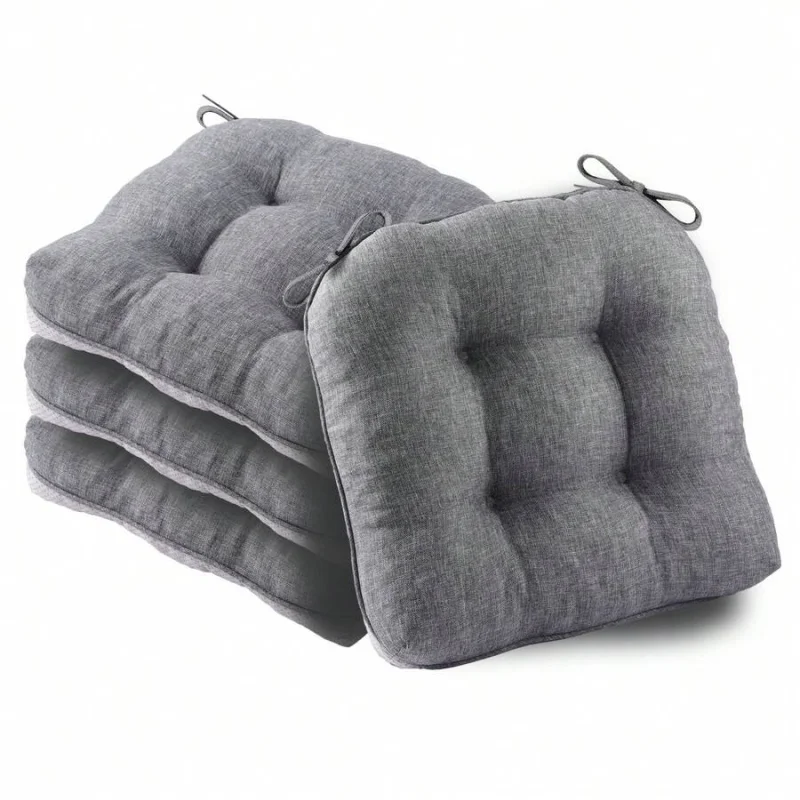 Dark Grey Thick Seat Cushion for Dining Kitchen Chairs Non-Slip Backing Comfortable Soft