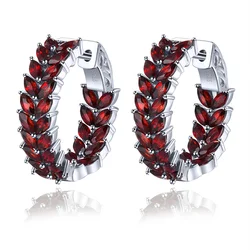 Natural Red Garnet Clip Earring Sterling Silver Jewelrys 6 Carats Genuine Gemstone Women Classic Style Original Design Gifts