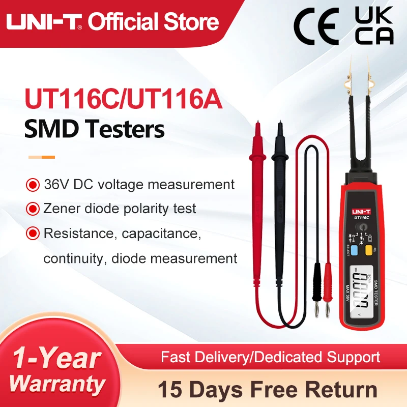 UNI-T UT116C UT116A SMD Tester miernik obrotowy pęseta rezystancja pojemność dioda LED ciągłość Tester baterii