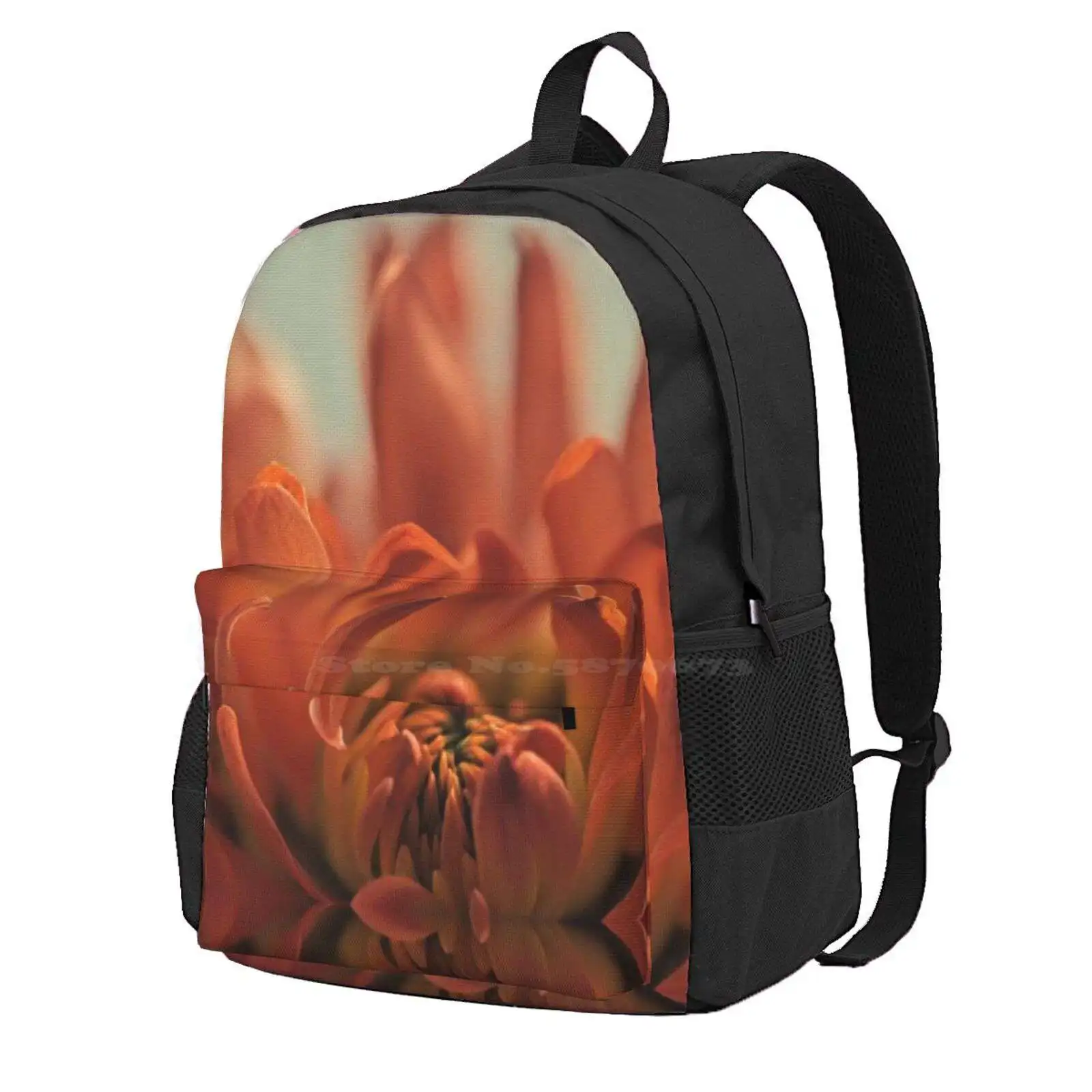 Orange Dahlia Hot Sale Schoolbag Backpack Fashion Bags Orange Dahlia Flower Spring Green Yellow Dreamofmorpheus