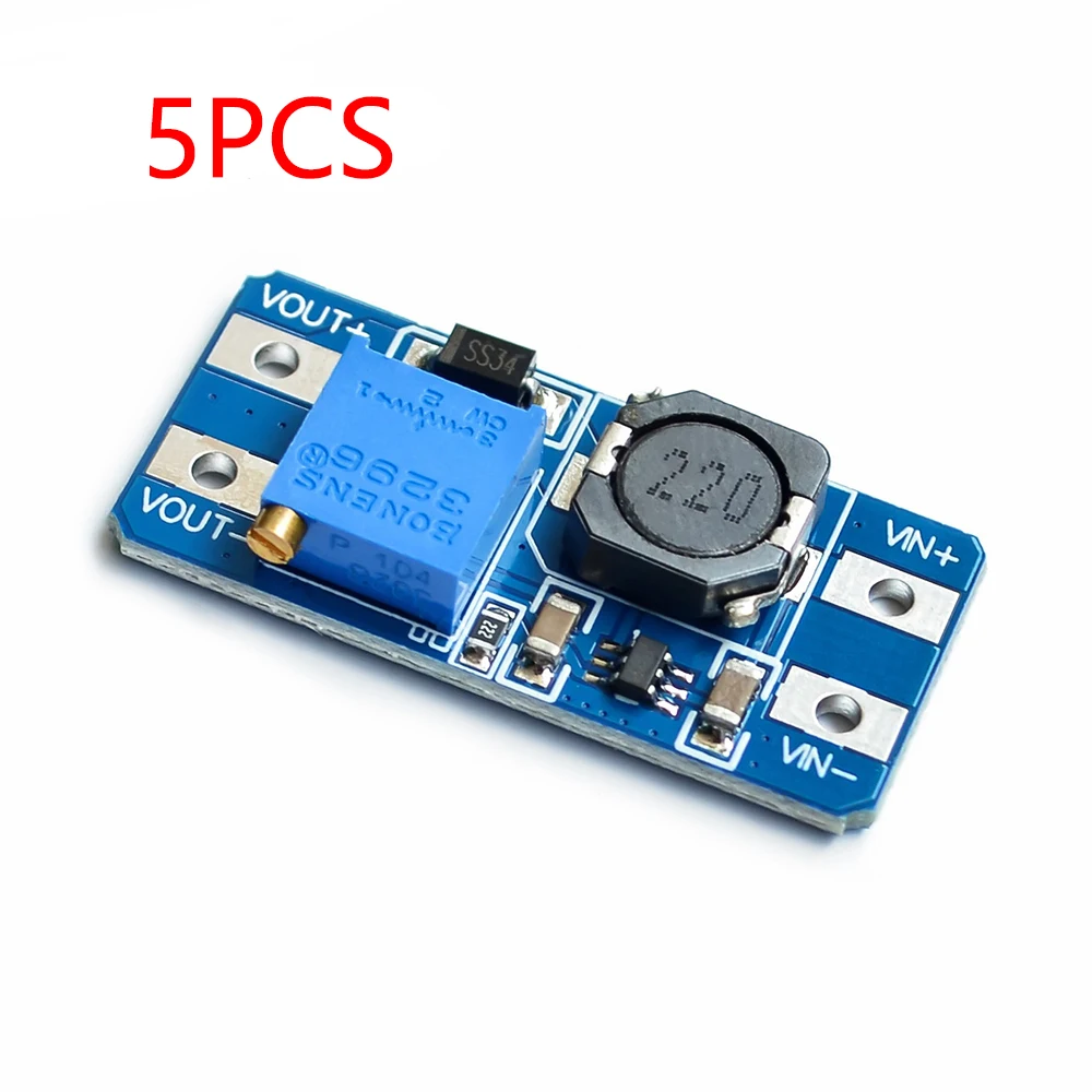 5PCS MT3608 5V 12V 24V 2A DC-DC Step Up Converter Booster Power Supply Module Boost Step-up Board MAX Ausgang 28V 2A MT-3608