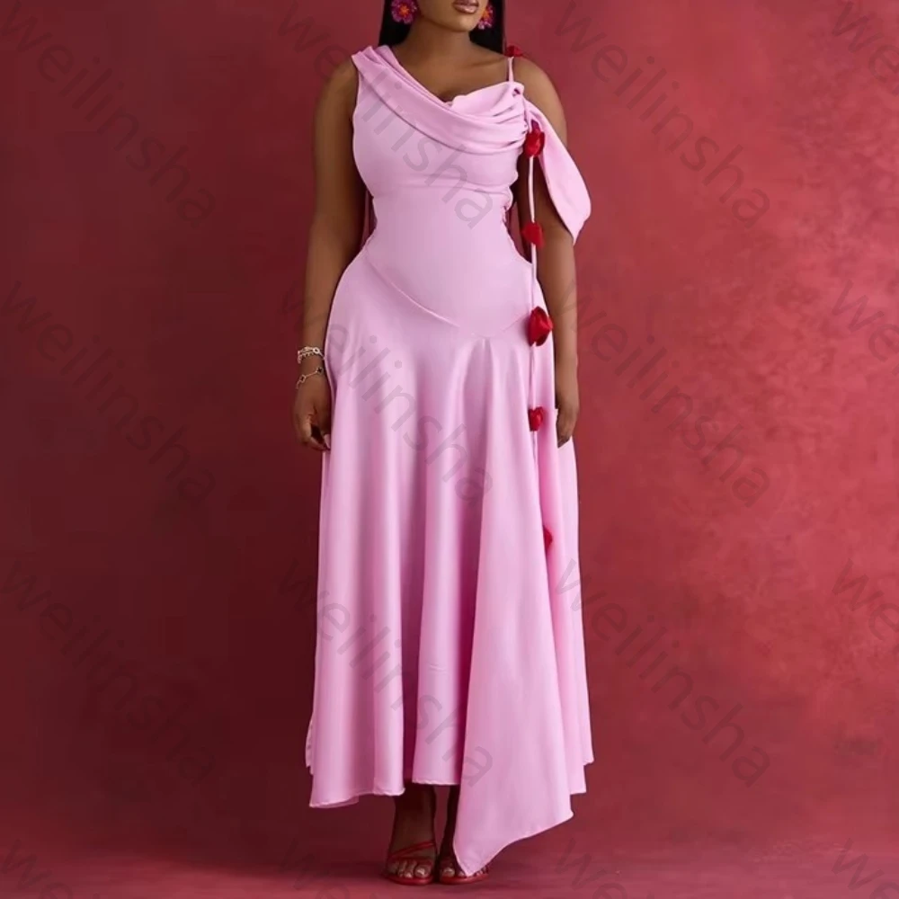 فساتين سهرة مثيرة بدون أكمام بطيات أنيقة غير رسمية فستان المشاهير رائع عالي الجودة للحفلات الراقصة للنساء حسب الطلب #2