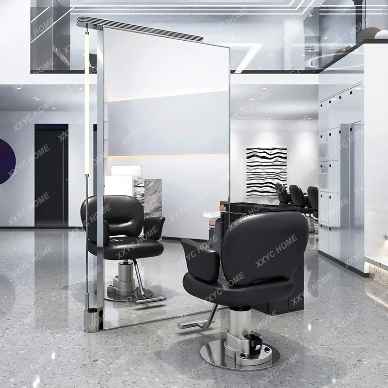 مرآة صالون الحلاقة مفردة لقص الشعر وصبغ الشعر على الوجهين مع ضوء راقي لأزياء صالون الشعر