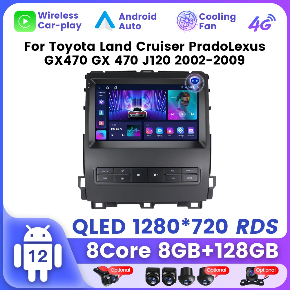 NAVITREE car tv android touch screen for Toyota Land Cruiser PradoLexus GX470 GX 470 J120 2002-2009 car stereo 360 camera