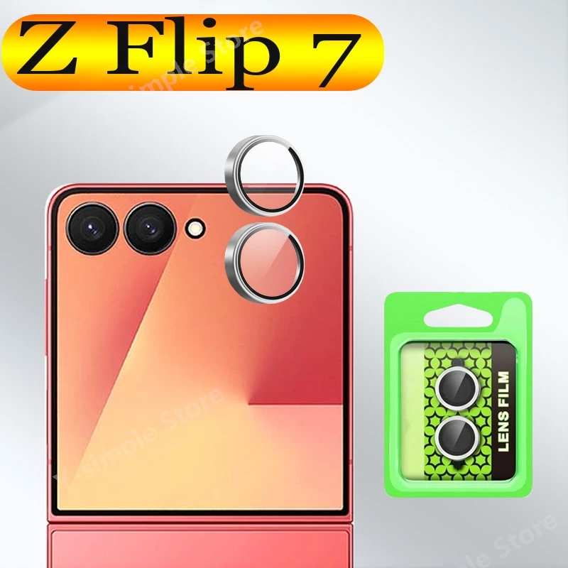 Metal Camera Protector For Samsung Galaxy Z Flip 7 Aluminum Ring Camera Protector Glass Lens film Full Cover 1/2 Pcs