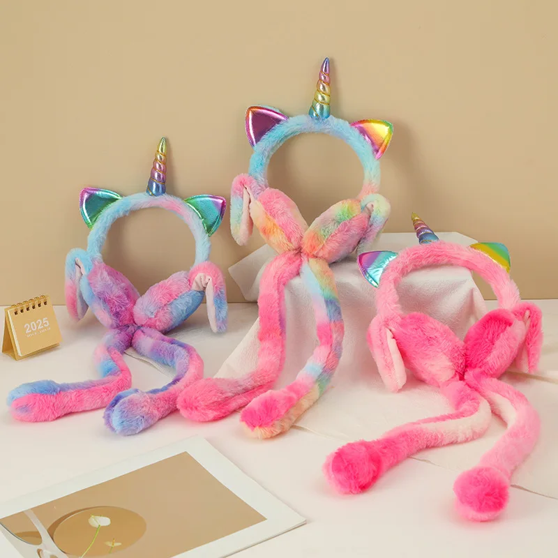 Colorful Thermal Airbag Earmuffs for Women's Winter Ears Will Move, Autumn and Winter Plush Sales Cute Hair Band Earmuffs