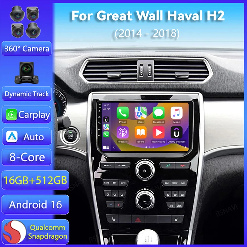 Android 16 Carplay Auto For Great Wall Haval H2 2014 2015 - 2018 Car Radio 2K Screen Multimedia Player GPS Stereo 2din Head Unit