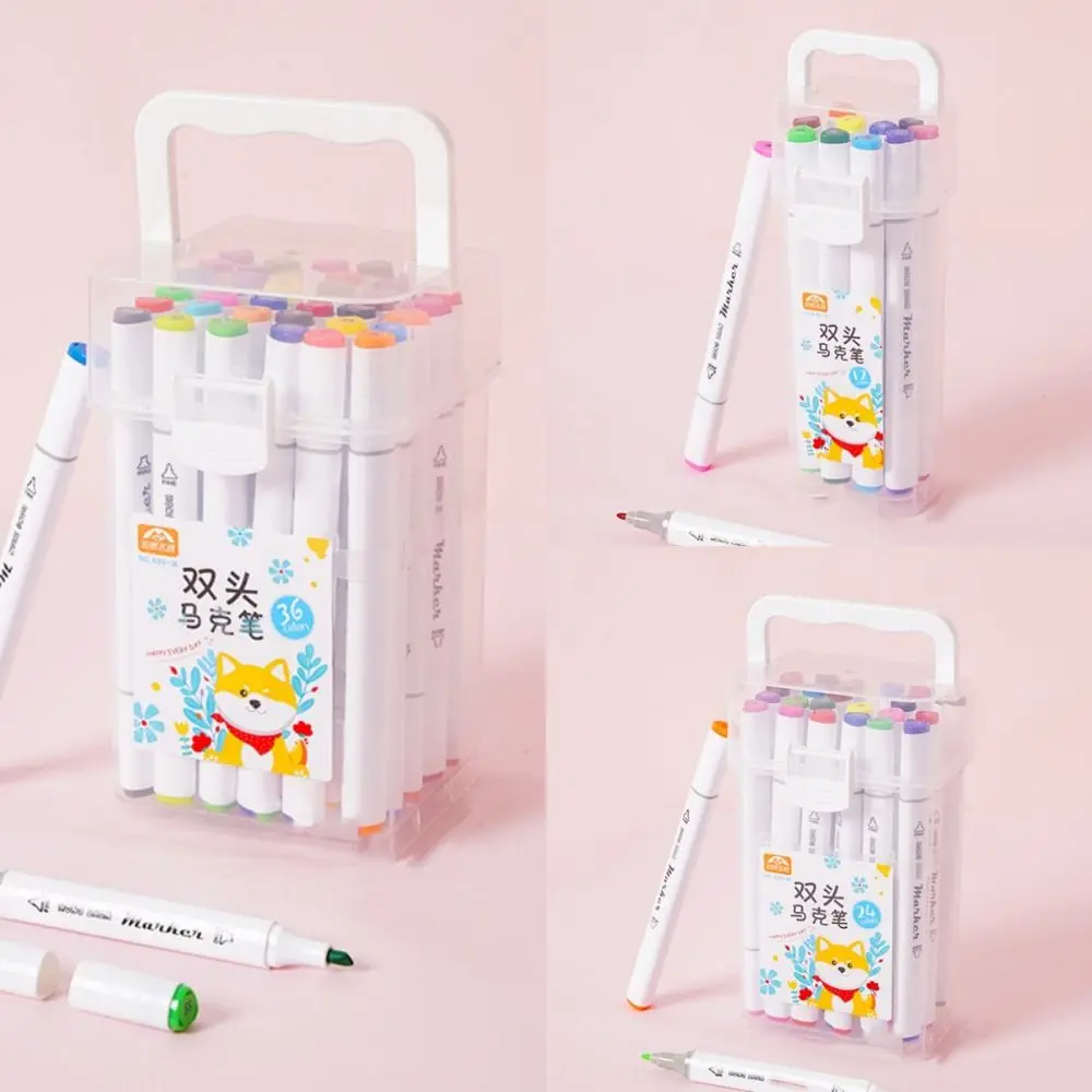Water-based 12/24/36 Colors Marker Pens Non-toxic Double-ended Multicolor Markers Pens Set Drawing Graffiti