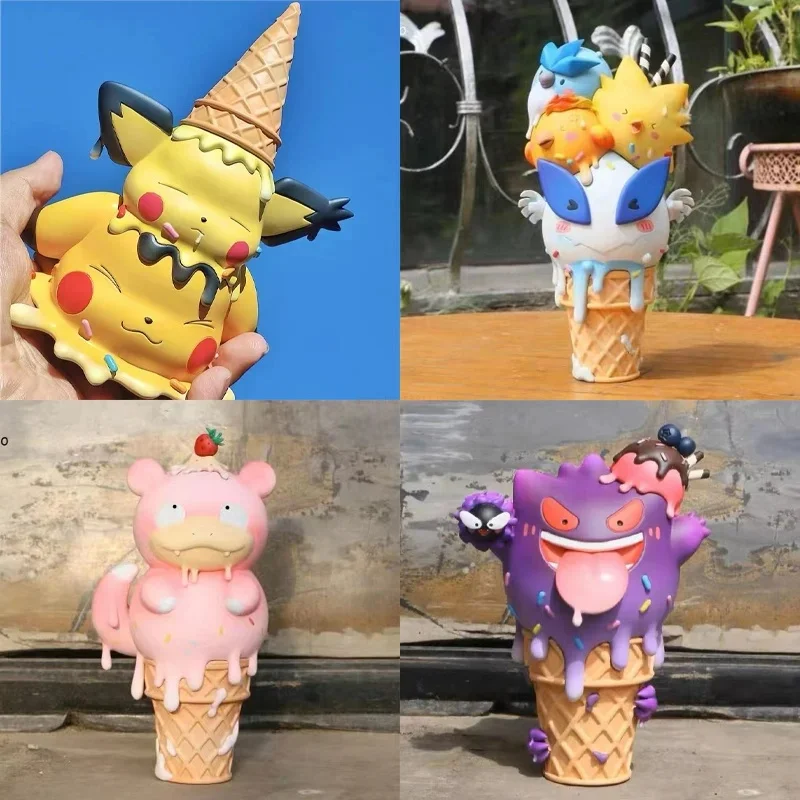 Pokemon Ice Cream Series Anime Figures Pikachu Gengar Slowpoke Bulbasaur Psyduck Cartoon Action Figures Model Doll Toys Gifts