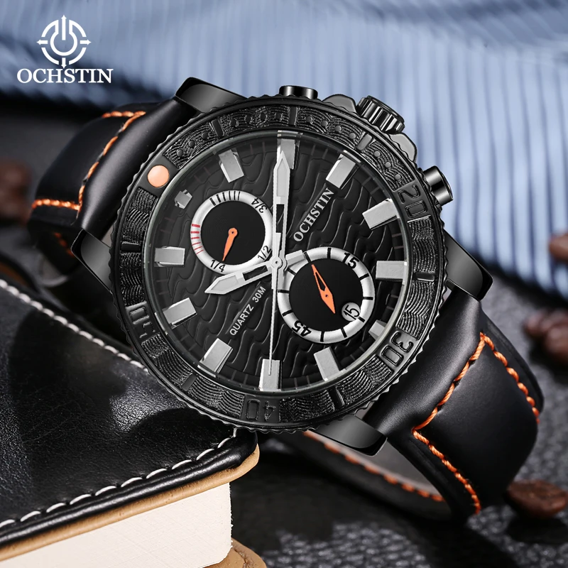 OCHSTIN Man Tactical Retro Aviator Men's Wristwatch Oversized Striking Long-service Mesh Steel Luminous Hand Quartz Clock