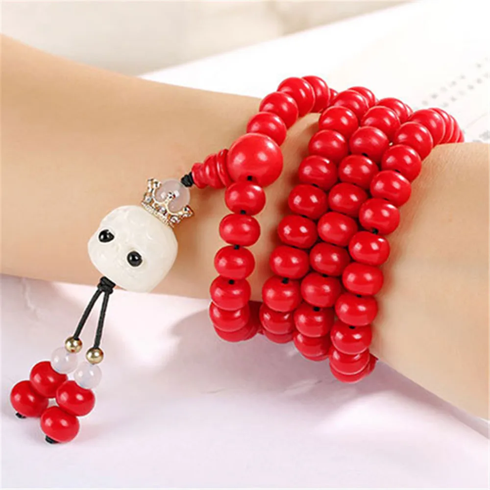 Multi-camada vermelho bodhi raiz 108 contas de buda pulseira lótus manequim pingente masculino feminino rosário pulseira cura jóias dropshipping