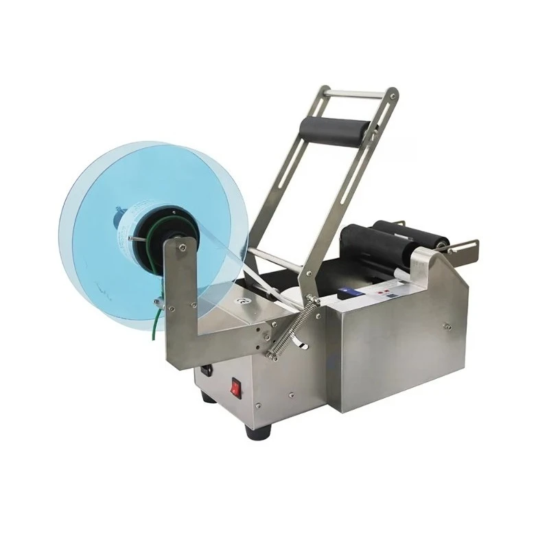 Semi Automatic Desktop Sticker Small Round Glass Vial Bottle Adhesive Label Labeling Machine for Sale