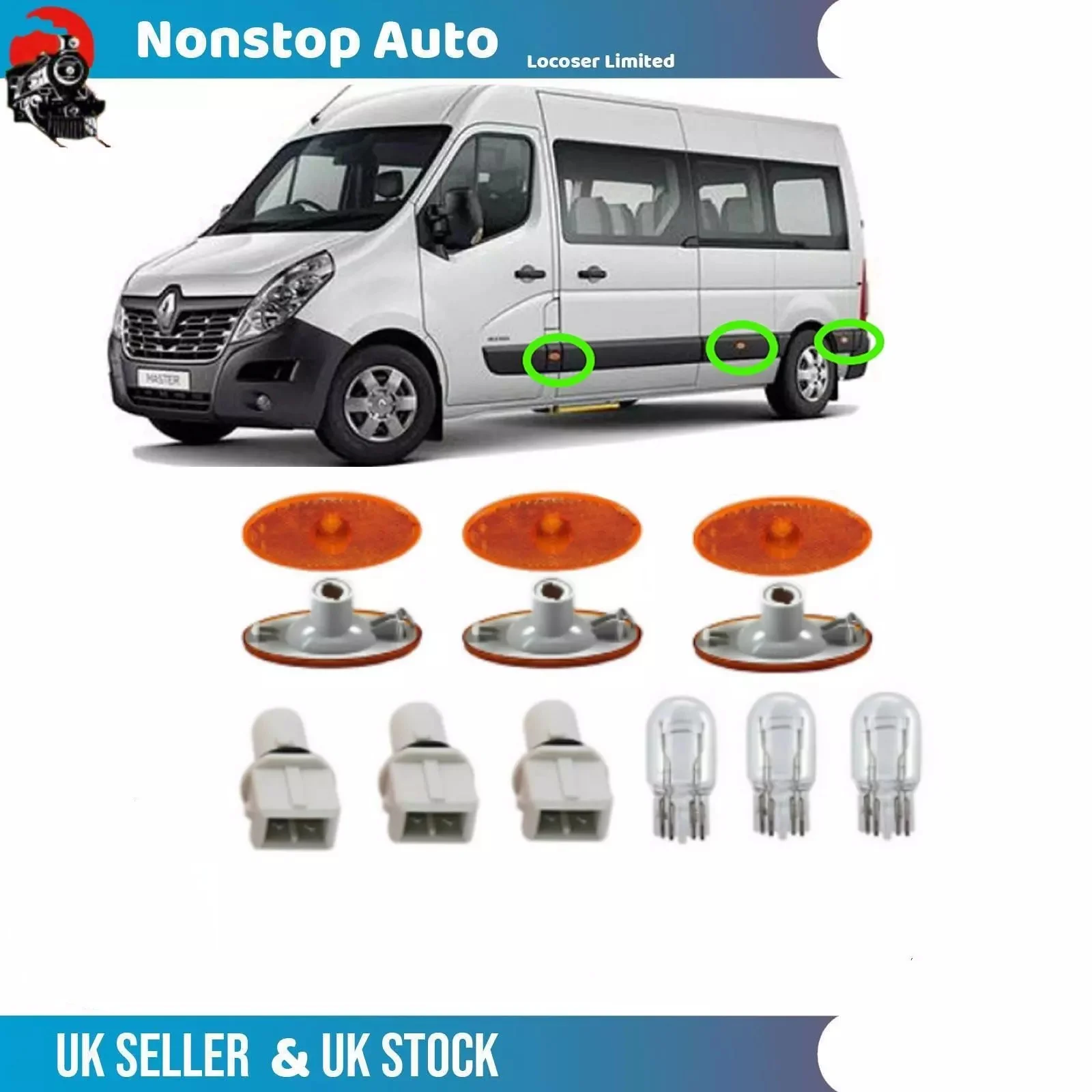 3x For Renault Master Side Marker Lamp Light Lens Bulb Holder Bulb 261b00001R LED Side Marker Turn Signal Light Car Accessories