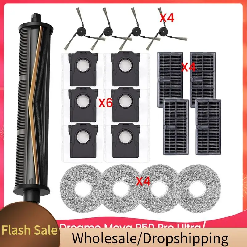 BAAD لـ Dreame Mova P50 Pro Ultra/ P10 Pro Ultra/ P10 Ultra قطع غيار Tricut فرشاة جانبية فلتر Hepa ممسحة قماش كيس لجميع الغبار