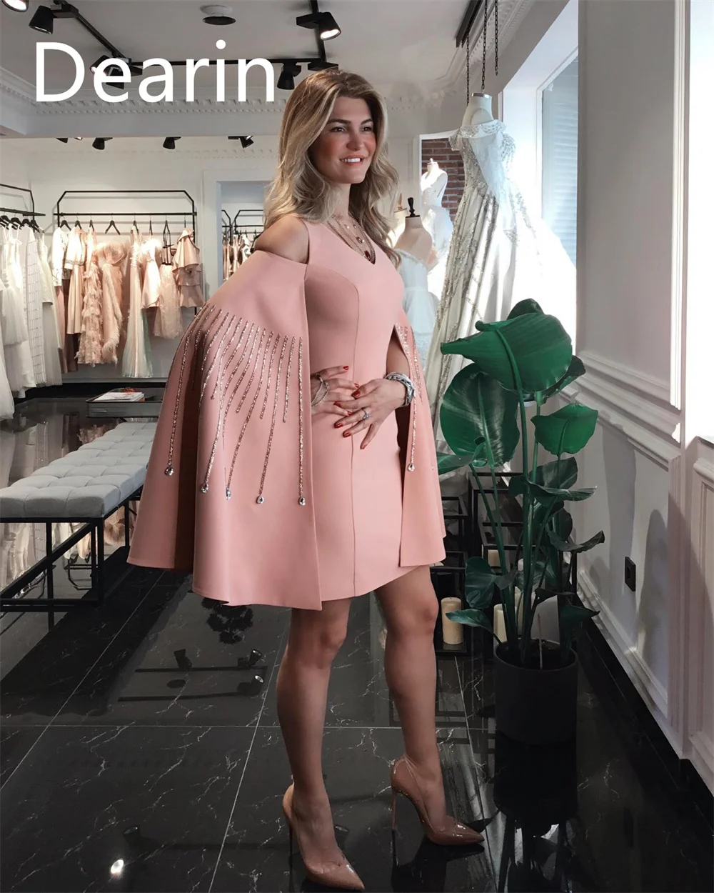 Customized Evening Dress Prom Gown Party Occasion Formal YPMWZX V-neck A-line FMini Length Skirts Stole Bespoke  Dresse