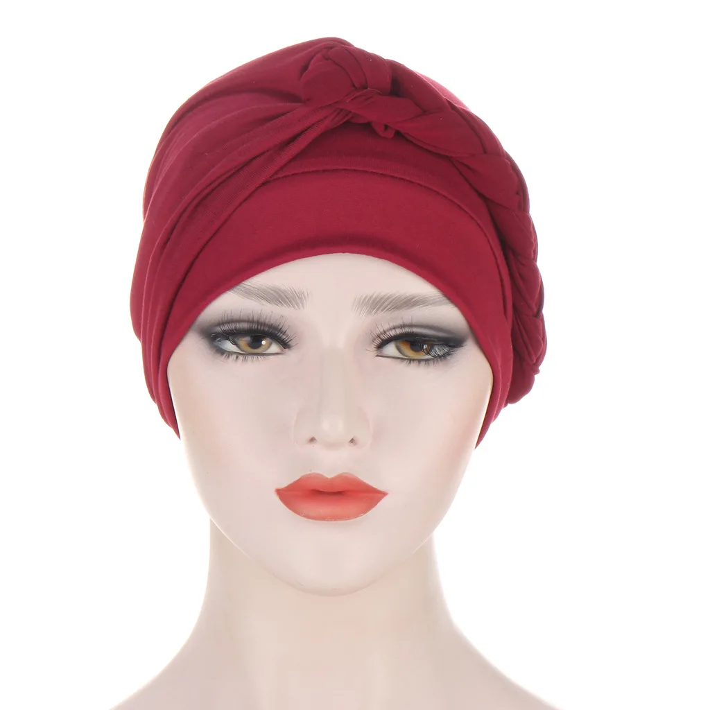 Muslim Women Hijab Solid Color Braid Turban for Islamic Ramadan Women Clothing Inner Hijabs for Female Party Elegant Caps