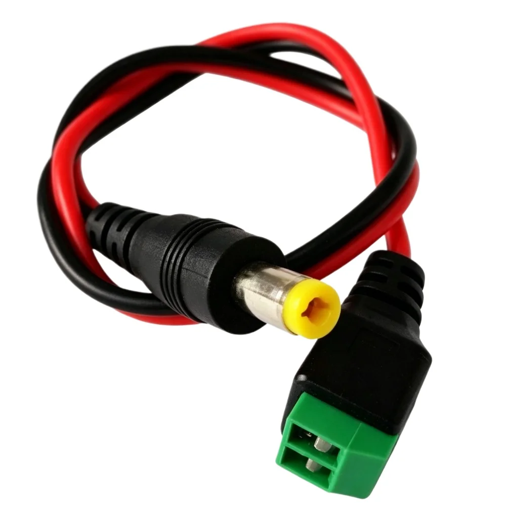PEGATAH CCTV Accessories DC Female Jack To 2 Pin Green Terminal Power Wire for LED Strip Security Camera Power Cord