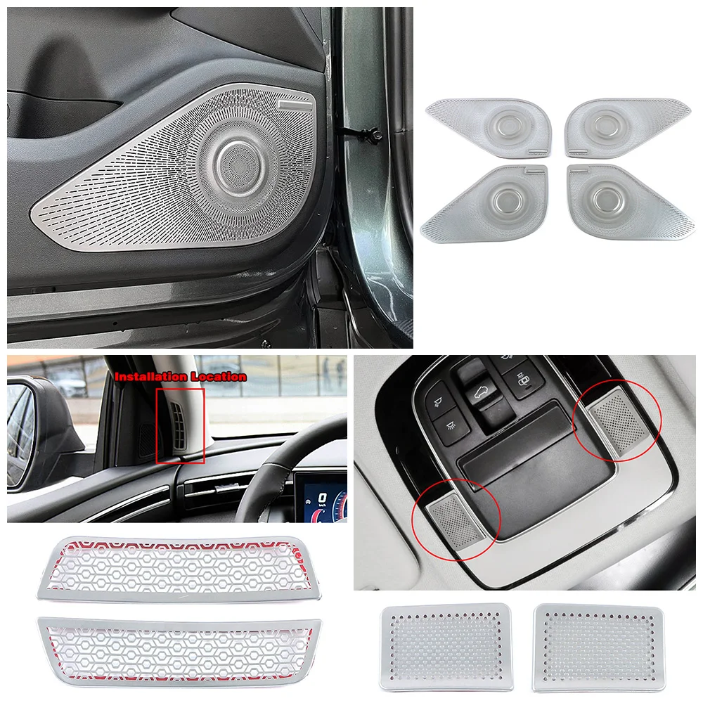 For Hyundai Tucson NX4 2021 2022 2023 Accessories Interior Door Loudspeaker Audio Speaker Cover Trim Bezel Cover Silver Garnish