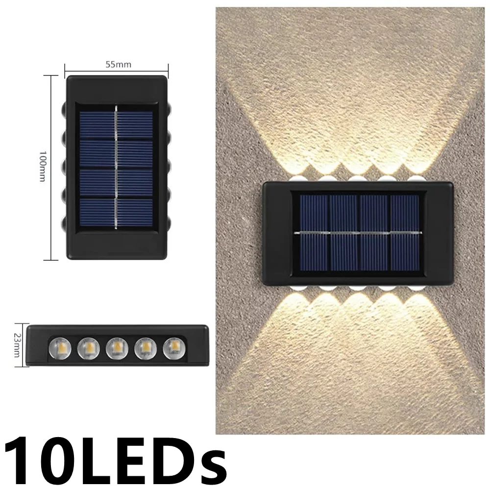 Solar Wall Lamp Outdoor 4/10/16LEDs Warm Light Waterproof Up And Down Luminous Lighting Balcony Yard Garden Decoration Lights