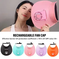 Summer Breathable Cooling Fan Hat Adjustable Rechargeable Fan Cap Anti UV Sun Protection Fishing Hat For Outdoor Sports Sun M6B0