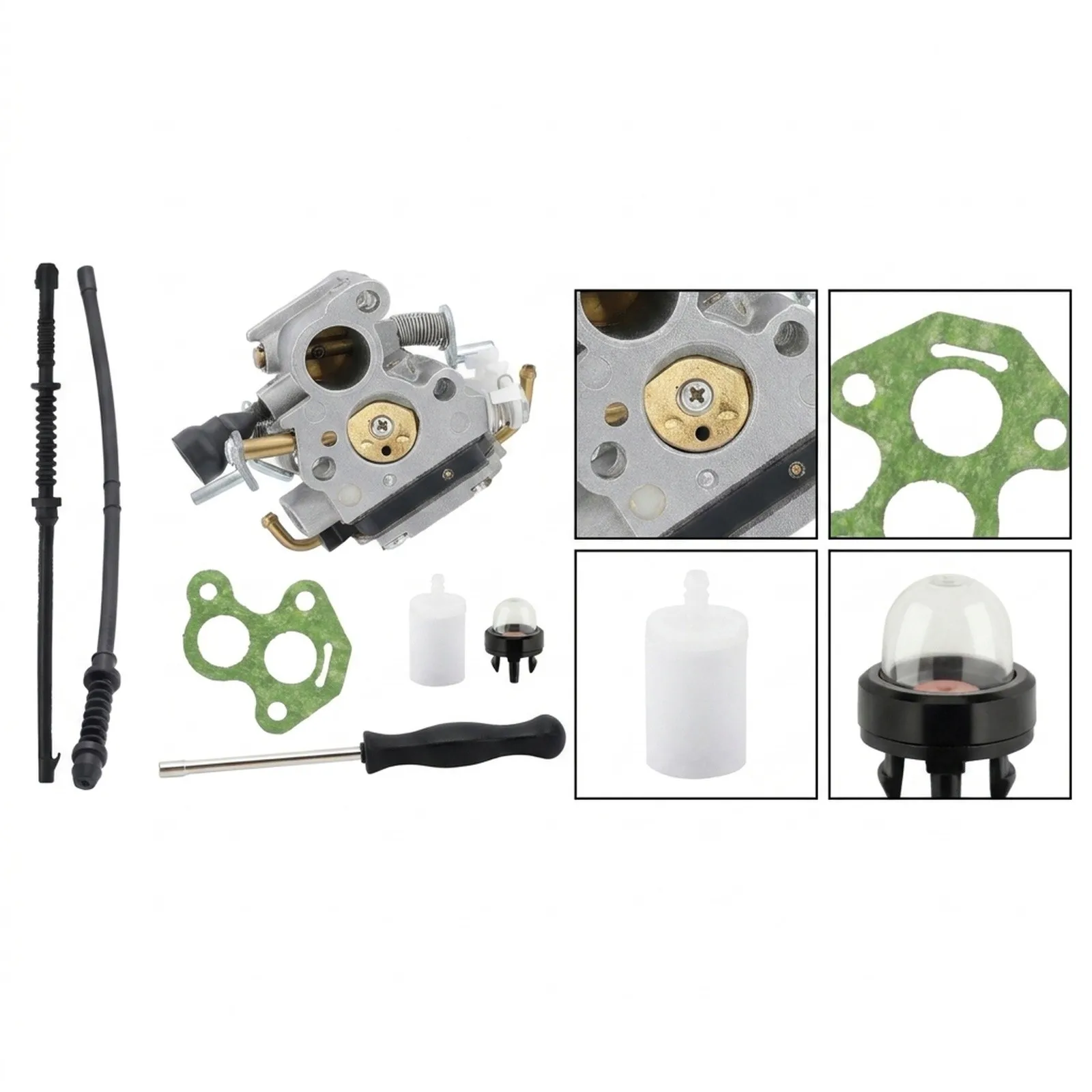 for chainsaw Maintenance 506450501 Carburetor White And Black Complete Installation Kit Compatible Parts for rugged Material