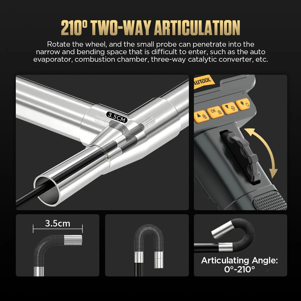 5.5MM Industrial Steering Endoscope Camera Articulate Car Industrial Borescope Camera USB Video for IMG & Video
